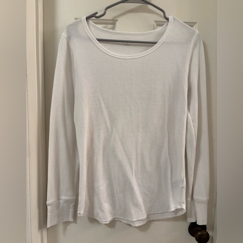 Old Navy White Long-Sleeve Waffle Thermal Tee